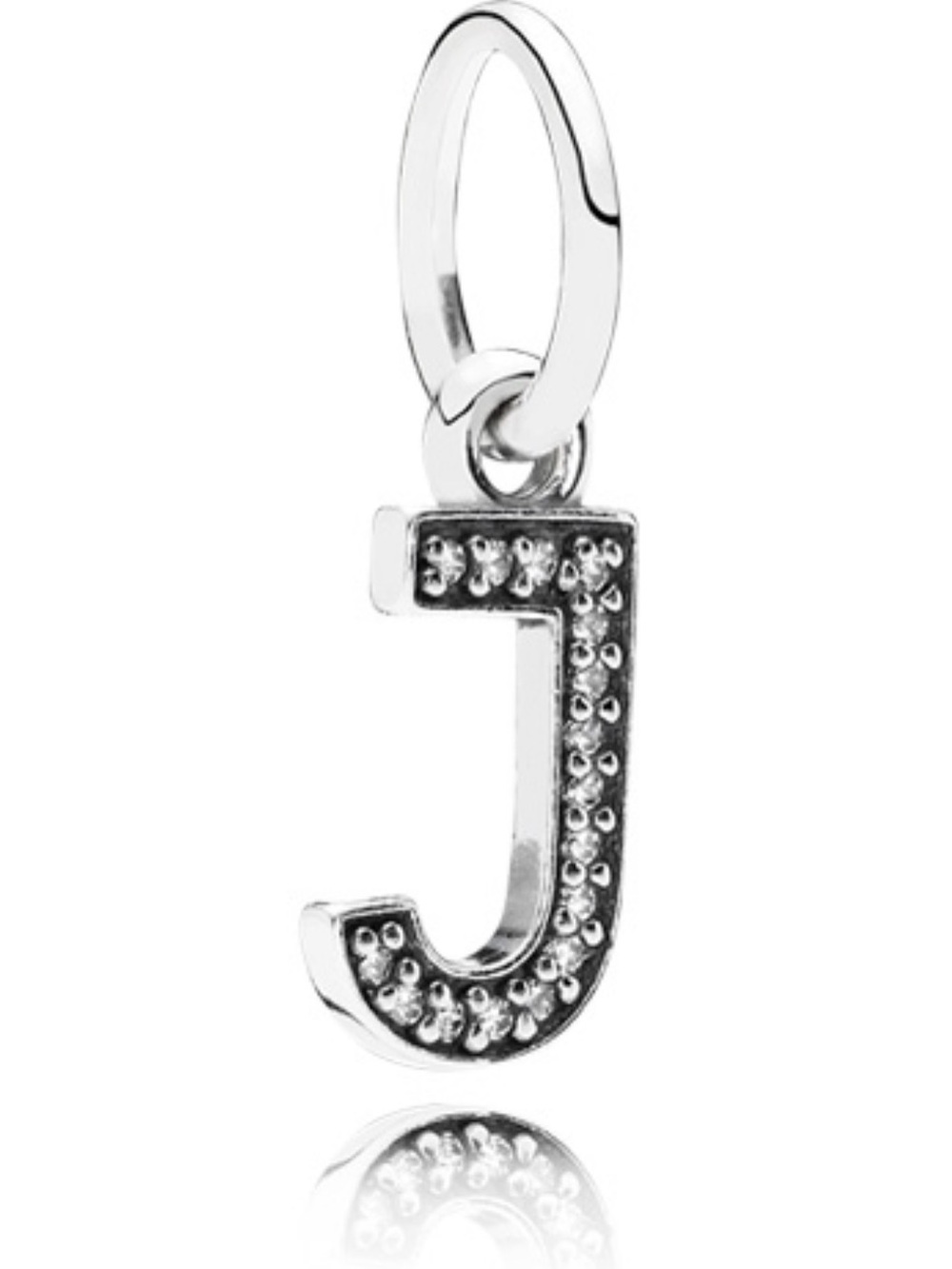 Authentic Pandora Retired Letter J Dangle Clear Zirconia S925 Ale Sterling Charm